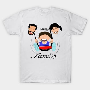 Parents Day happy family swing gift Dad Mom Son T-Shirt